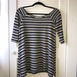 Striped short-sleeved sweater